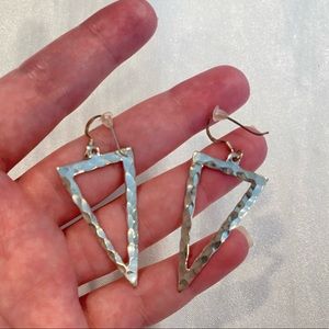 Real silver triangle dangling earrings